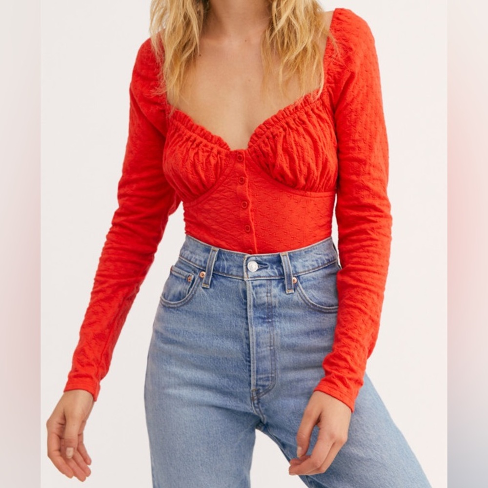 NWOT Free People Ladybug Long Sleeve Top